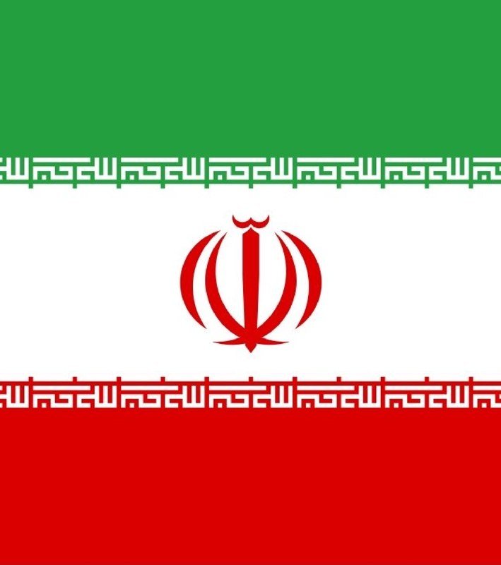 The national flag of Iran, featuring green, white, and red horizontal bands with a red emblem in the center.