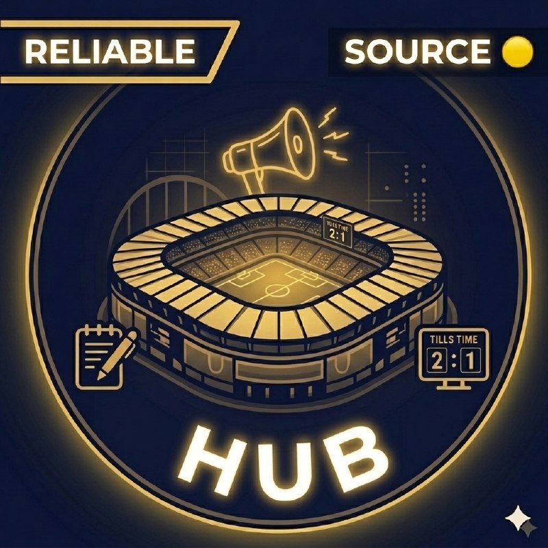 A digital graphic features the text "RELIABLE SOURCE" and "HUB" alongside an illustrated stadium, megaphone, clipboard, and scoreboard displaying "2:1."