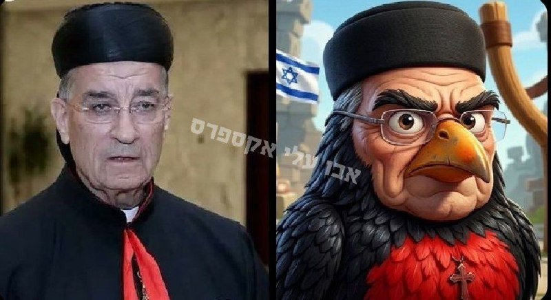 A side-by-side graphic shows an elderly man in clerical attire next to an illustration of a bird with an aged human-like face, glasses, and dark cap.