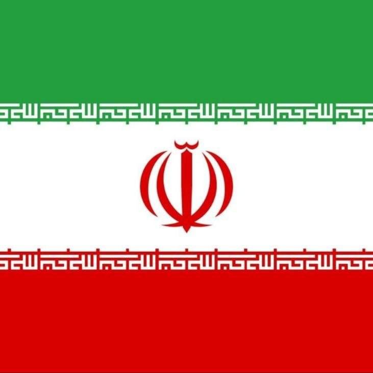 Graphic illustration of a flag with green and red horizontal bands, white borders featuring repeating stylized script, and a central red emblem on a white field.