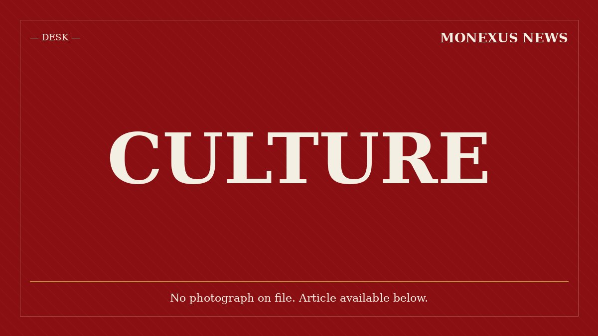 A red graphic displays the word "CULTURE" in large white letters, with "DESK" and "MONEXUS NEWS" headers and a note stating "No photograph on file."