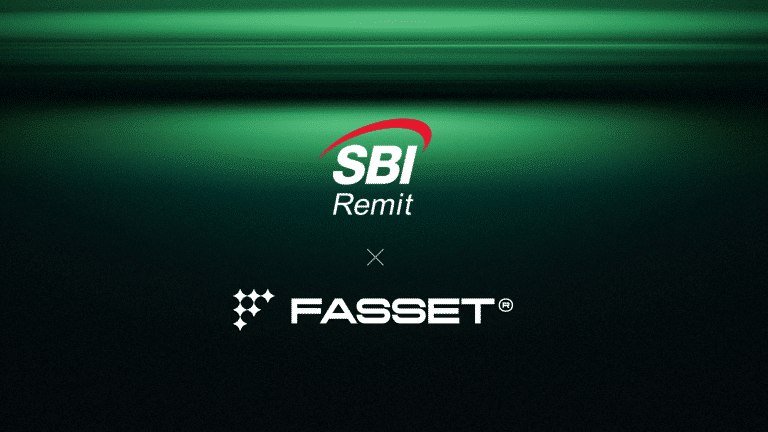 Graphic displaying the SBI Remit logo above an "X" and the FASSET logo against a green gradient background.