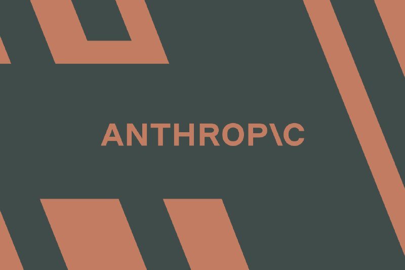 A graphic design displays the word "ANTHROPIC" in orange text against a dark navy background with diagonal orange geometric shapes.