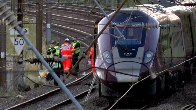 Emergency response at the site of the two-train collision near Bedford on the evening of 19 June 2026.