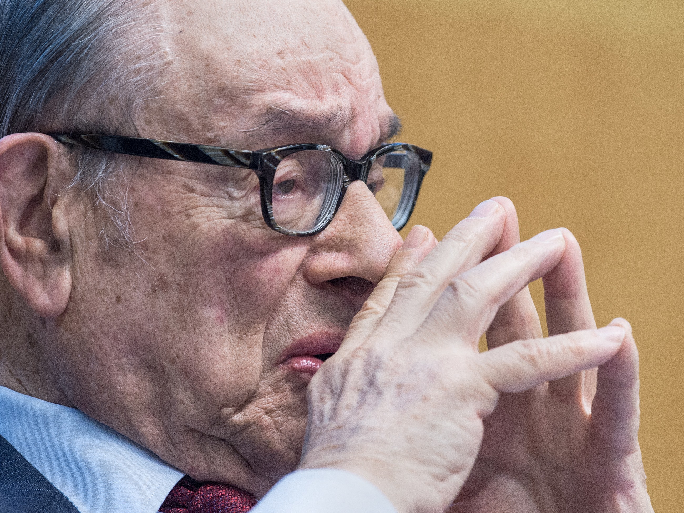 Alan Greenspan at a Federal Reserve press conference in 2005, the final year of his tenure as Fed chair.