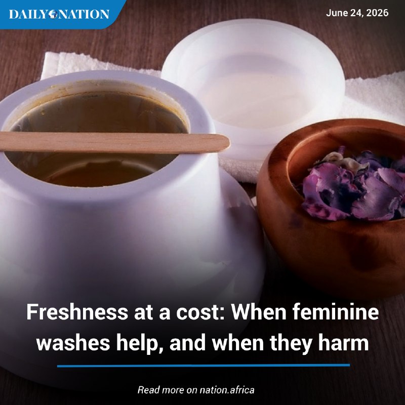 Supermarket shelves carrying feminine-wash brands in a Kenyan retailer.