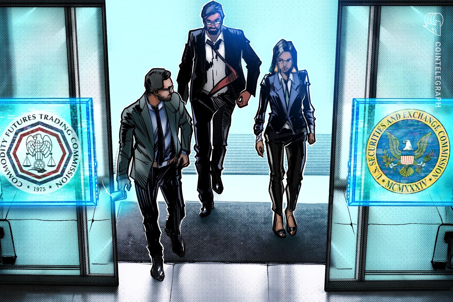 Illustration of senior executives who have moved between the crypto industry and US derivatives regulators.