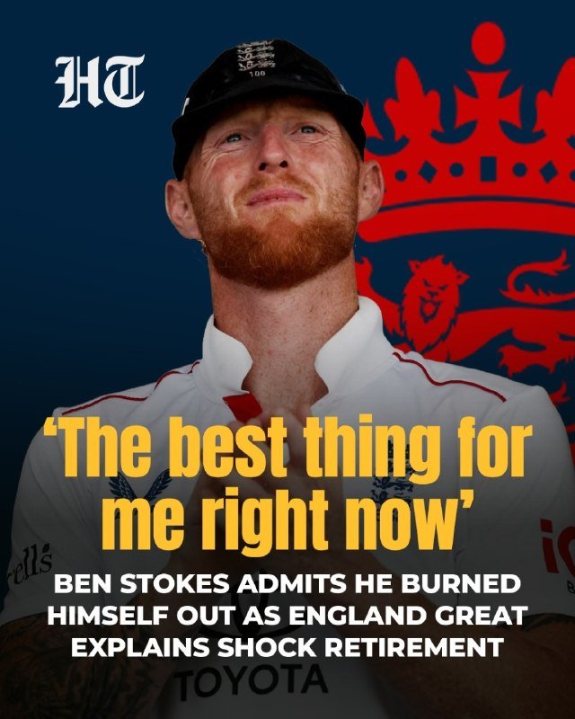 This is a news graphic featuring a red-haired man in an England cricket cap and jersey against a blue background with a red crown and lion crest, headlined "The best thing for me right now."