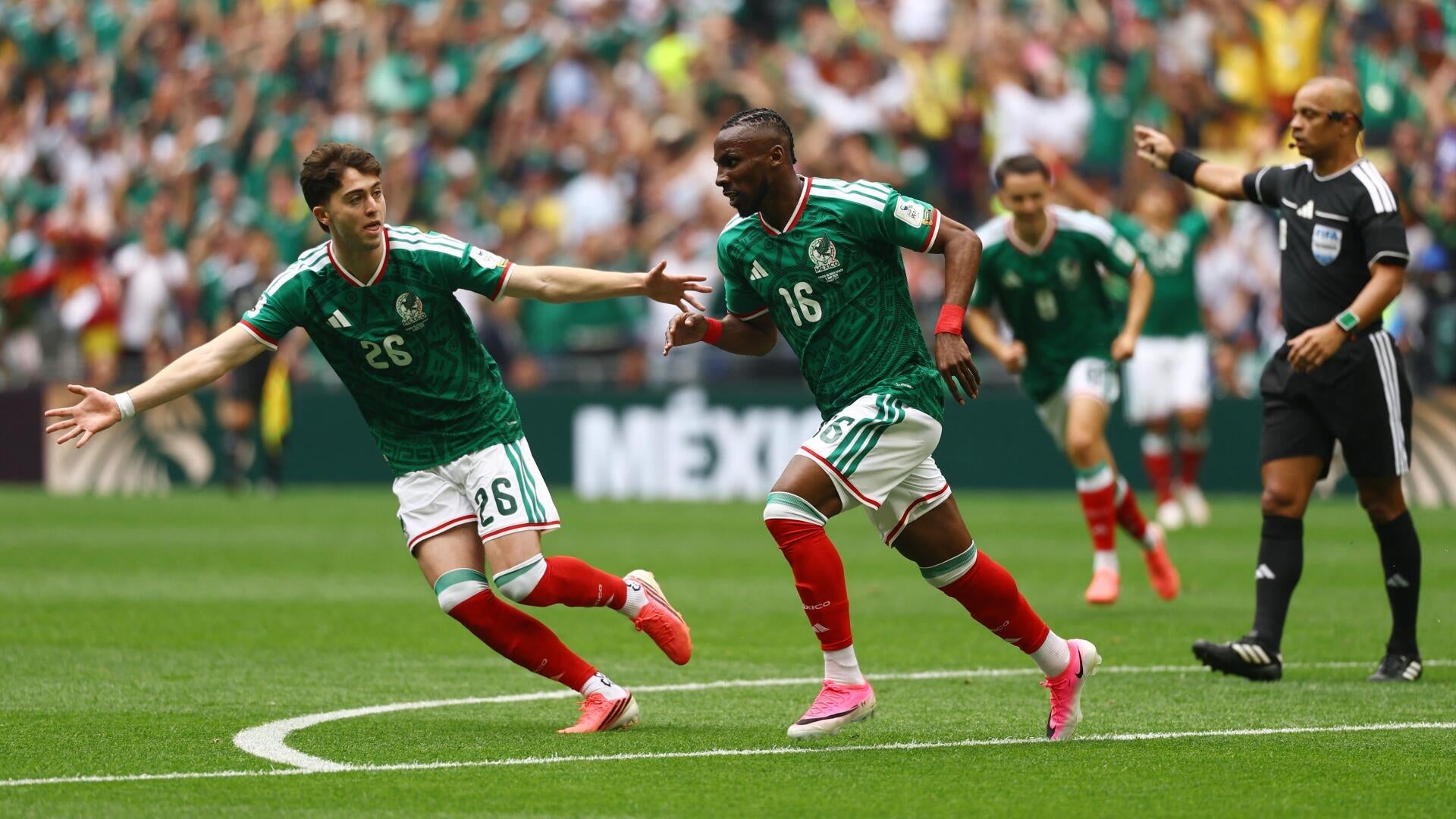 A Round of 32 clash in Mexico City was pushed back an hour for thunderstorms — and then opened with a minute's silence for earthquake victims in Venezuela.