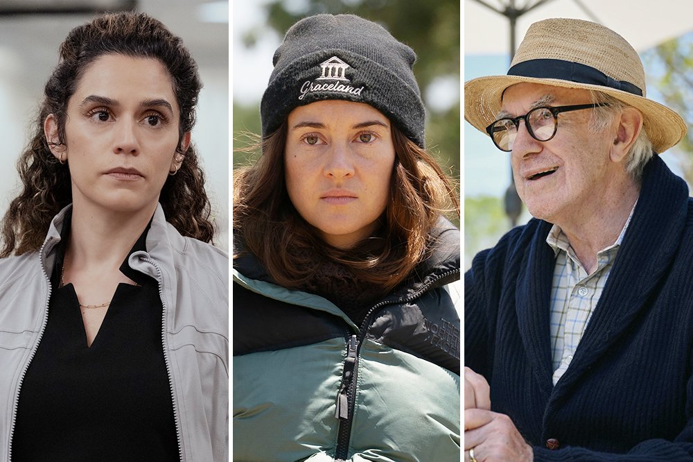 A side-by-side composite of three separate portrait photos showing a curly-haired woman in a white jacket, a woman wearing a "Graceland" beanie and green puffer jacket, and a man in a straw hat and glasses.