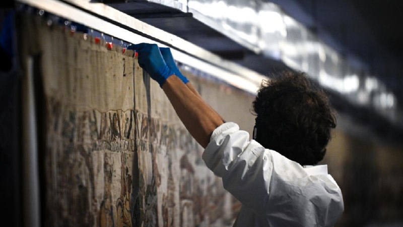 The medieval Bayeux Tapestry arrives in the United Kingdom on loan from France, 10 July 2026.
