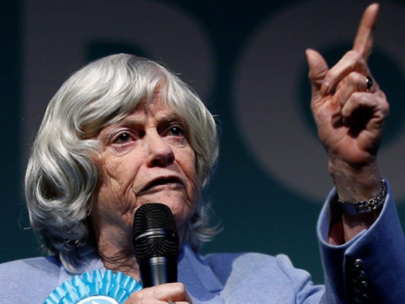 Ann Widdecombe leaves Broadcasting House, London, in 2017.
