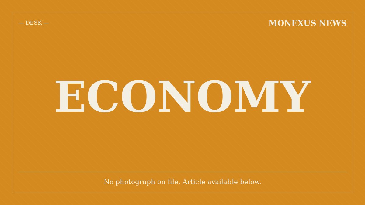 Orange graphic displaying "Monexus News — Desk — Economy" with the note "No photograph on file. Article available below."