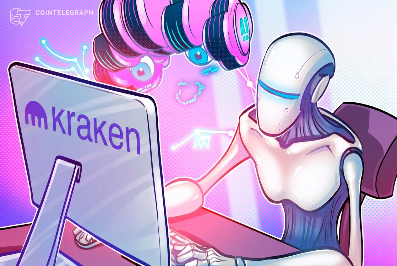 Kraken's trading interface, photographed for a Cointelegraph explainer on AI-driven trading tools.