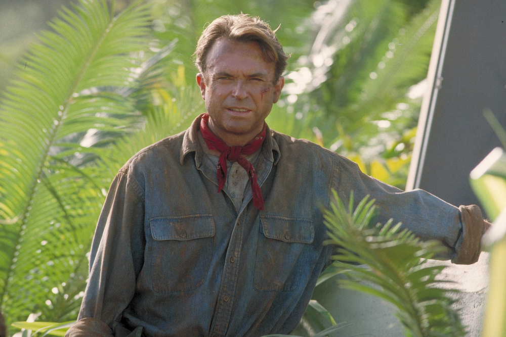 Sam Neill on the set of a feature film, photographed during his decades-long career across Hollywood, independent cinema and prestige television.