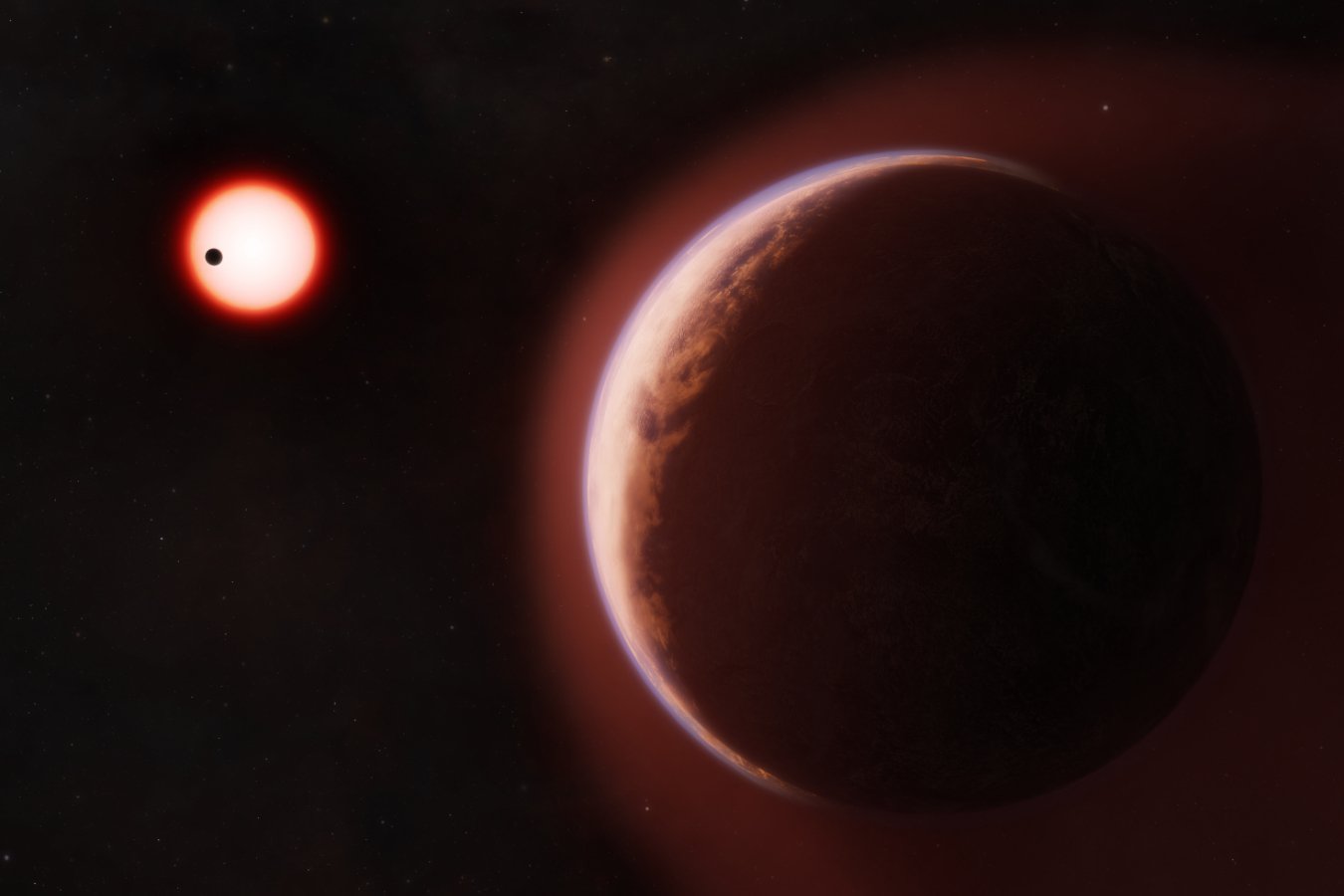 Artist's impression of a rocky, temperate exoplanet whose atmosphere has been detected for the first time.