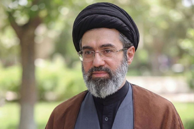 A bearded man wearing a black turban, glasses, and brown robe stands outdoors against a blurred green background.
