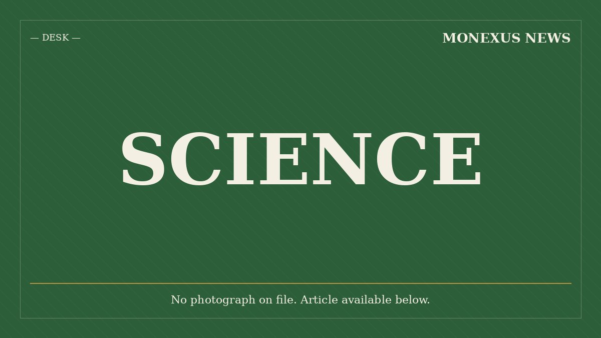 A green graphic placeholder displays "MONEXUS NEWS," "DESK," and "SCIENCE" with a note reading "No photograph on file. Article available below."