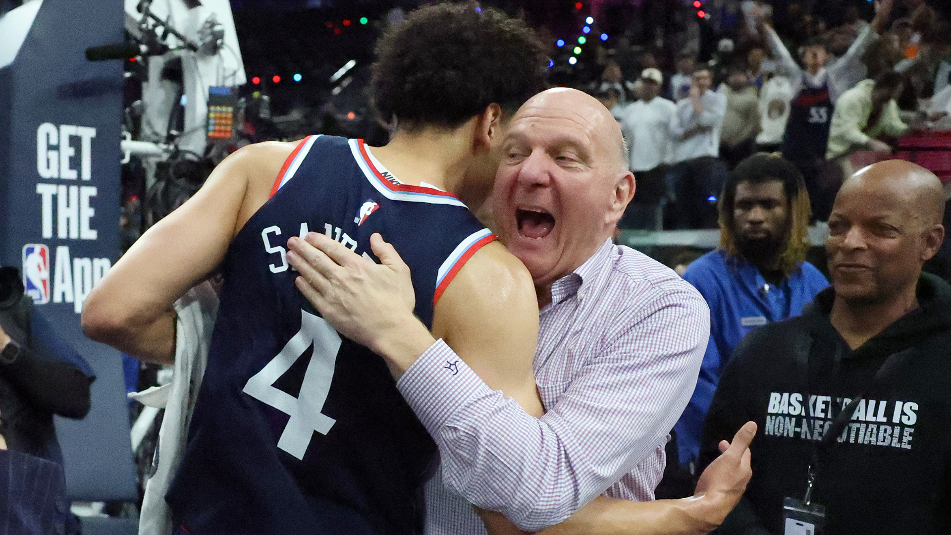 Steve Ballmer, whose ownership of the LA Clippers has coincided with the franchise's most ambitious free-agency swings, watches from courtside.