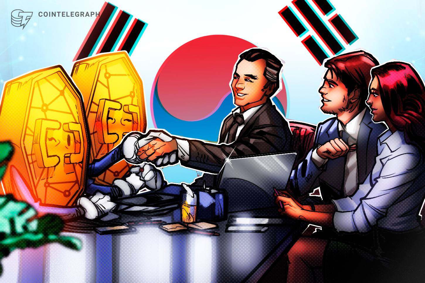 Cover image accompanying Cointelegraph's report on a Kinexys-based cross-border service from South Korea's largest bank.